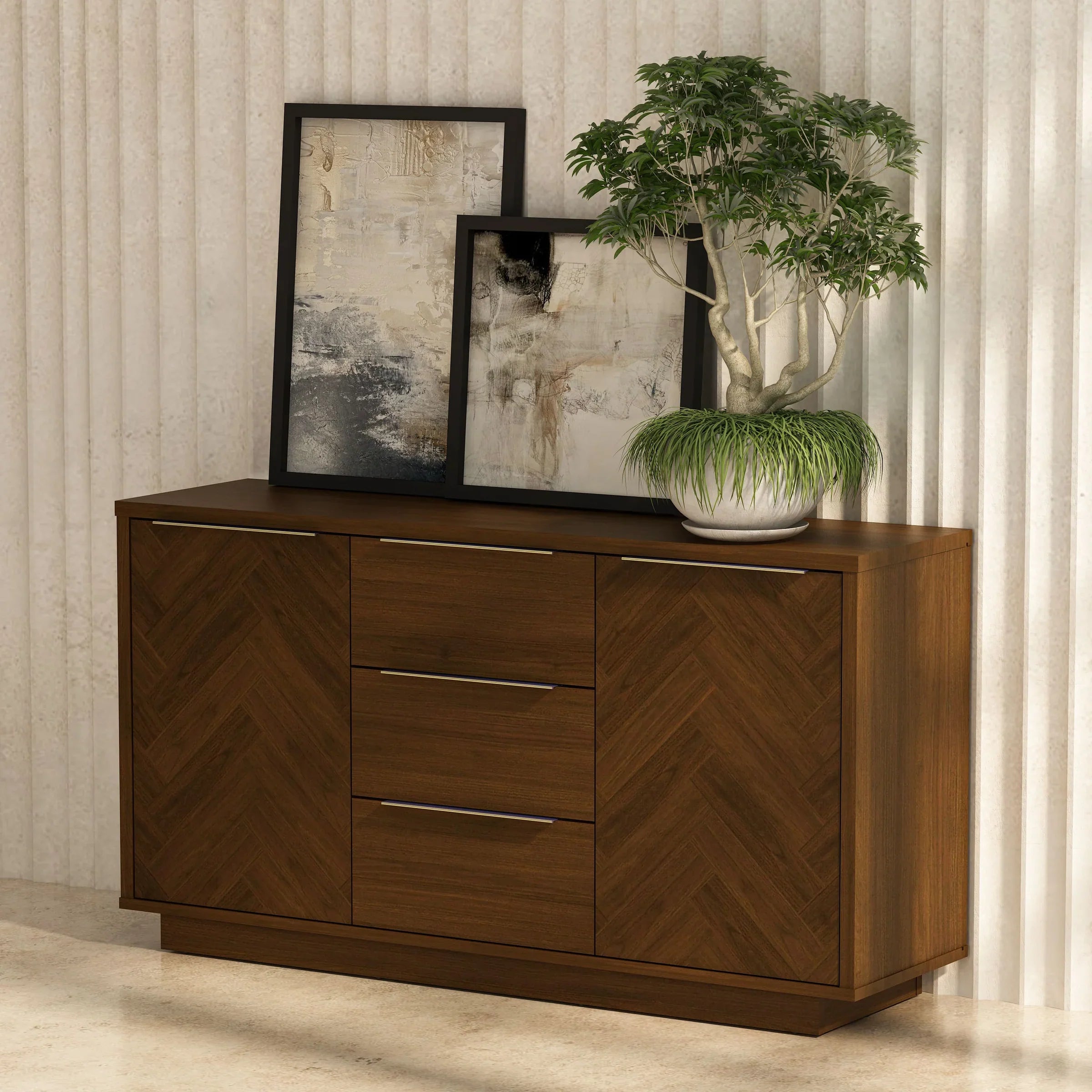 Anderson Teak Hokkaido Sideboard SB 15042 - Solid Teak Wood Buffet Cabinet with Storage for Dining Room, Living Room & Entryway