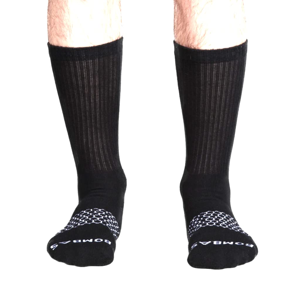 Bombas Calf Crew Socks for Men - 5 Pack Black X-Large (Size 12-15) - Ultra Soft, Cushioned & Arch Support - Perfect for Running, Hiking & Everyday Comfort