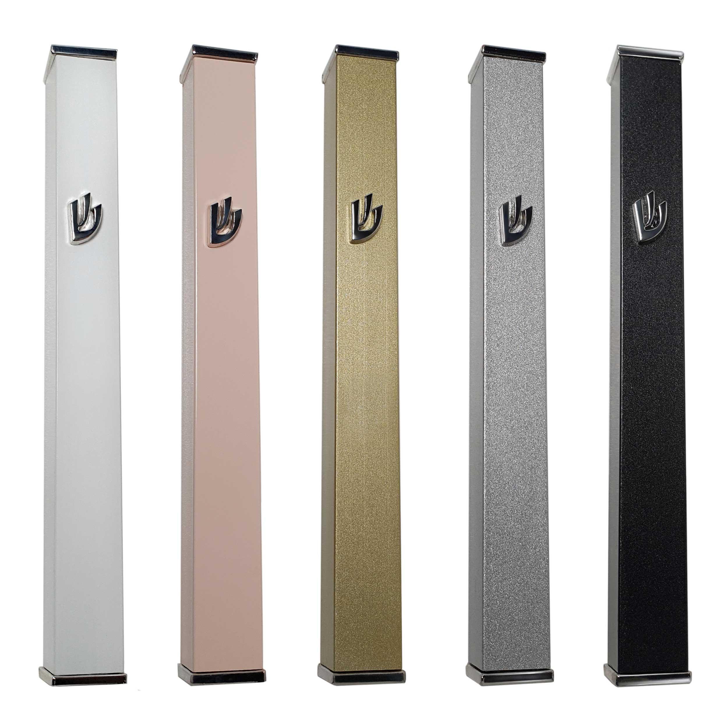 Set of 5 Elegant Modern Mezuzah Cases - 5.75 Inch Taupe Self-Adhesive Door Scroll Holders for Indoor & Outdoor Use - Perfect for Home, Office & Synagogue Decor