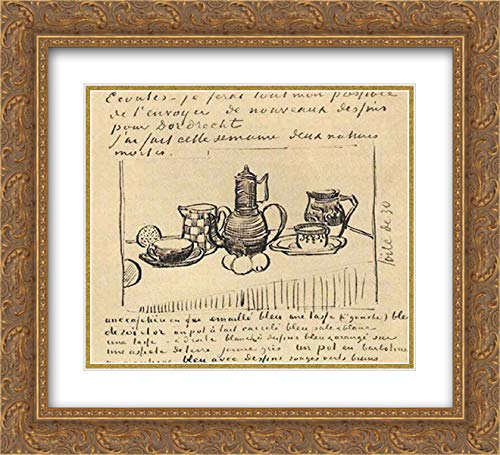 Vincent van Gogh Still Life With Coffee Pot - 22x20 Gold Ornate Framed Museum Art Print with Double Matting | Perfect for Living Room, Dining Room & Office Wall Decor