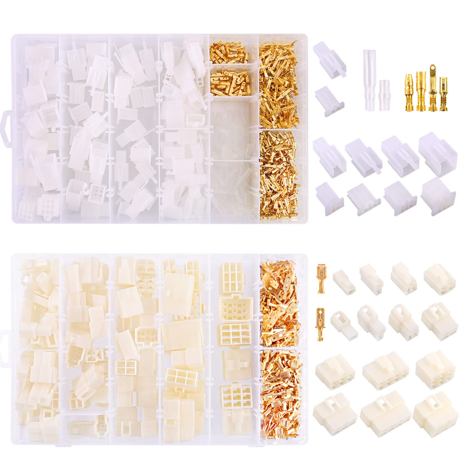 Swpeet 700Pcs & 400Pcs 6.3MM Automotive Electrical Wire Connectors Kit - Waterproof Car Wire Terminals for DIY Auto Repair, Truck, Boat Wiring Projects
