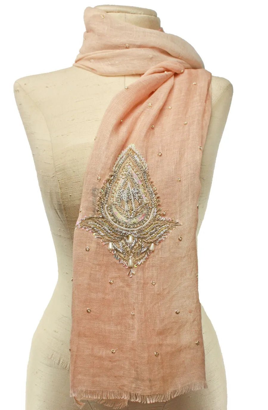 Handmade Ethnic Embroidered Leaf Scarf - Bohemian Fashion Accessory for Women - Perfect for Festivals, Weddings & Everyday Style