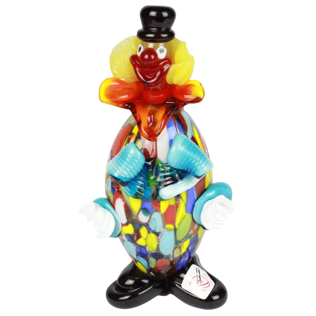 Original Murano Glass OMG Glass Blown Clown - Handcrafted Multicolored Italian Art Glass Figurine for Home Decor, Gift & Collectible