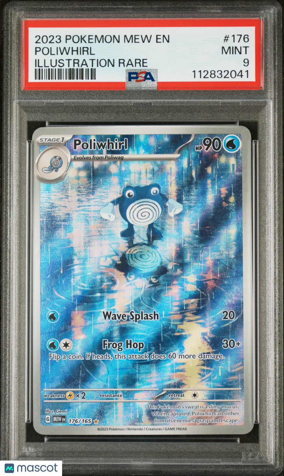 2023 Pokemon Mew EN 151 Poliwhirl Illustration Rare PSA 9 Graded Card 176/165 - Perfect for Collectors, Gaming Tournaments & Investment