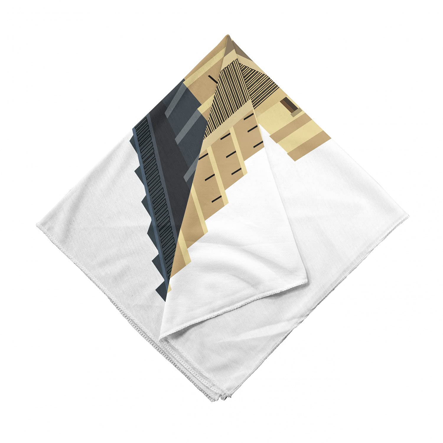 Ambesonne Unisex Bandana - Mayan Pyramid Design in Sand Brown & White | Soft & Breathable for Outdoor Activities, Hiking, and Fashion Accessories