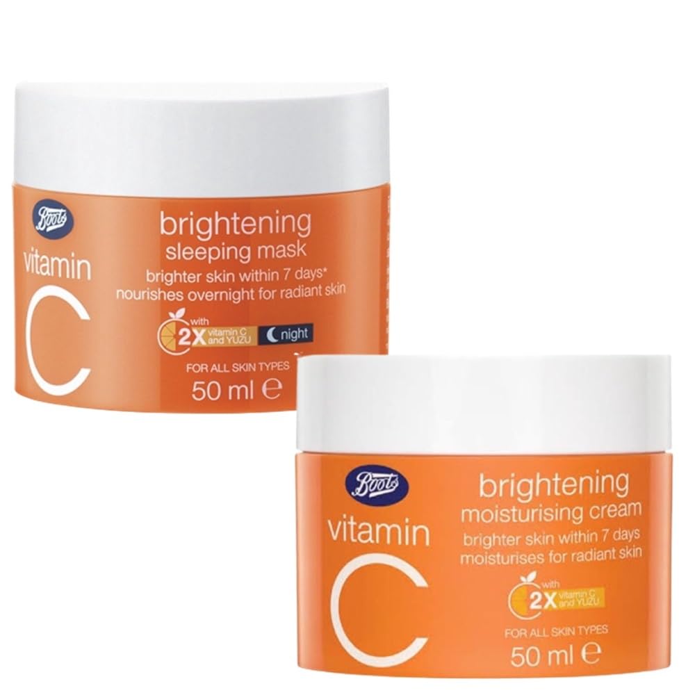 Taweengam Vitamin C Brightening Facial Cream Set - Day & Night Moisturizer for Hydrating, Anti-Aging Skin Care - 2 Pack (50ml Day Cream + 50ml Night Cream) - Perfect for Dry Skin & Overnight Repair
