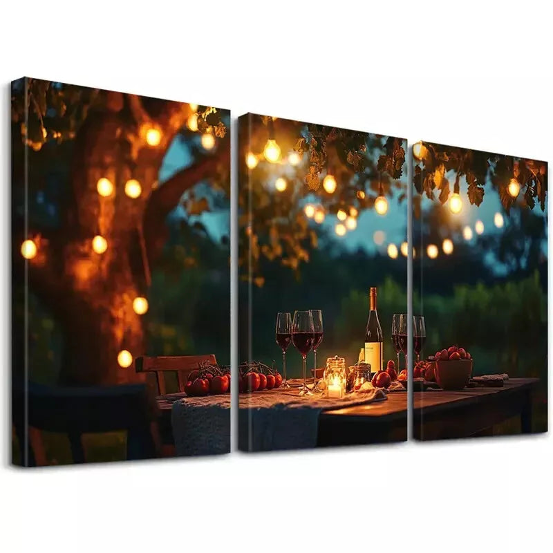 3-Piece Modern Farmhouse Wooden Table Art Set - 50x70cm Framed Canvas Wall Decor - High Quality Print, 100% Australian Made - Ready to Hang for Living Room, Bedroom & Office Decor
