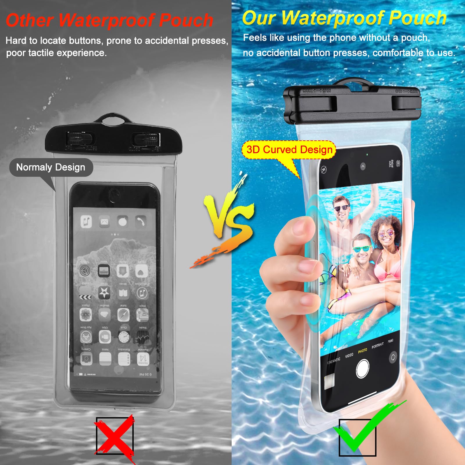 Waterproof Phone Pouch [2-Pack] IPX8 Submersible Case for iPhone 15 Pro Max 14 13 & Galaxy S24 S23 Ultra (Fits Up to 6.9