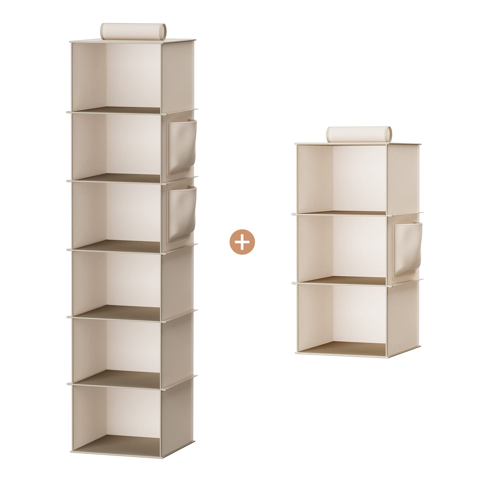 6-Shelf Hanging Closet Organizer & 3-Shelf Storage Shelves - Space Saving Closet Organizer for Bedroom, Bathroom, Nursery - Perfect for Clothes, Shoes, Toys & Accessories Storage
