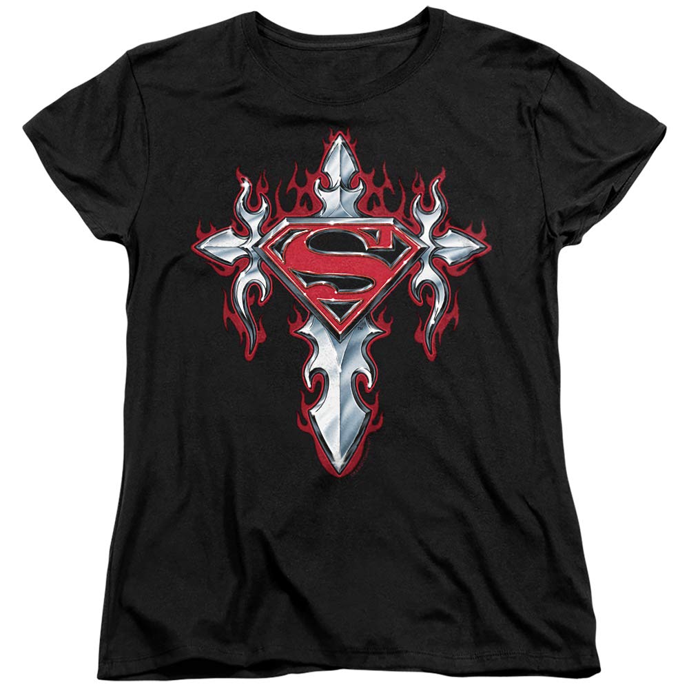 Superman Gothic Steel Logo Women's T-Shirt | Graphic Tee for Casual Wear & Cosplay | Perfect for Comic Con, Halloween & Everyday Outfits