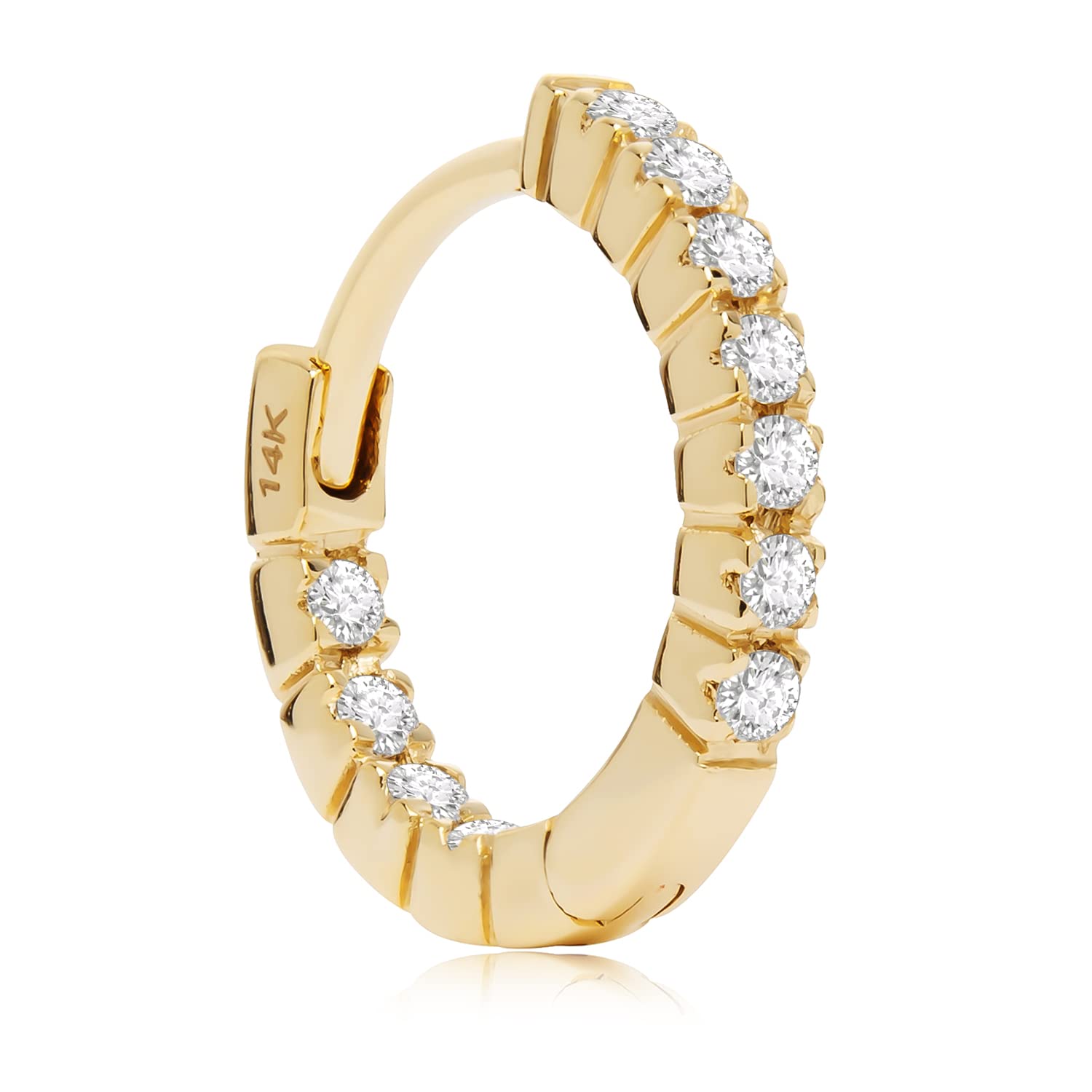 14K Solid Gold Huggie Hoop Earrings with Cubic Zirconia - Round Cut Design | Pave or 3-Stone Setting Options | Gift Box Included | Perfect for Everyday Wear, Date Nights & Special Occasions