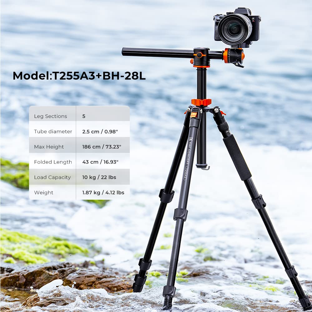 K&F Concept 72 Inch Aluminum Camera Tripod with 360° Ball Head - Professional DSLR Tripod & Detachable Monopod, 10kg Load Capacity for Photography, Videography, Travel & Studio Work | Perfect for Outdoor Shoots, Vlogging & Professional Photo Sessions