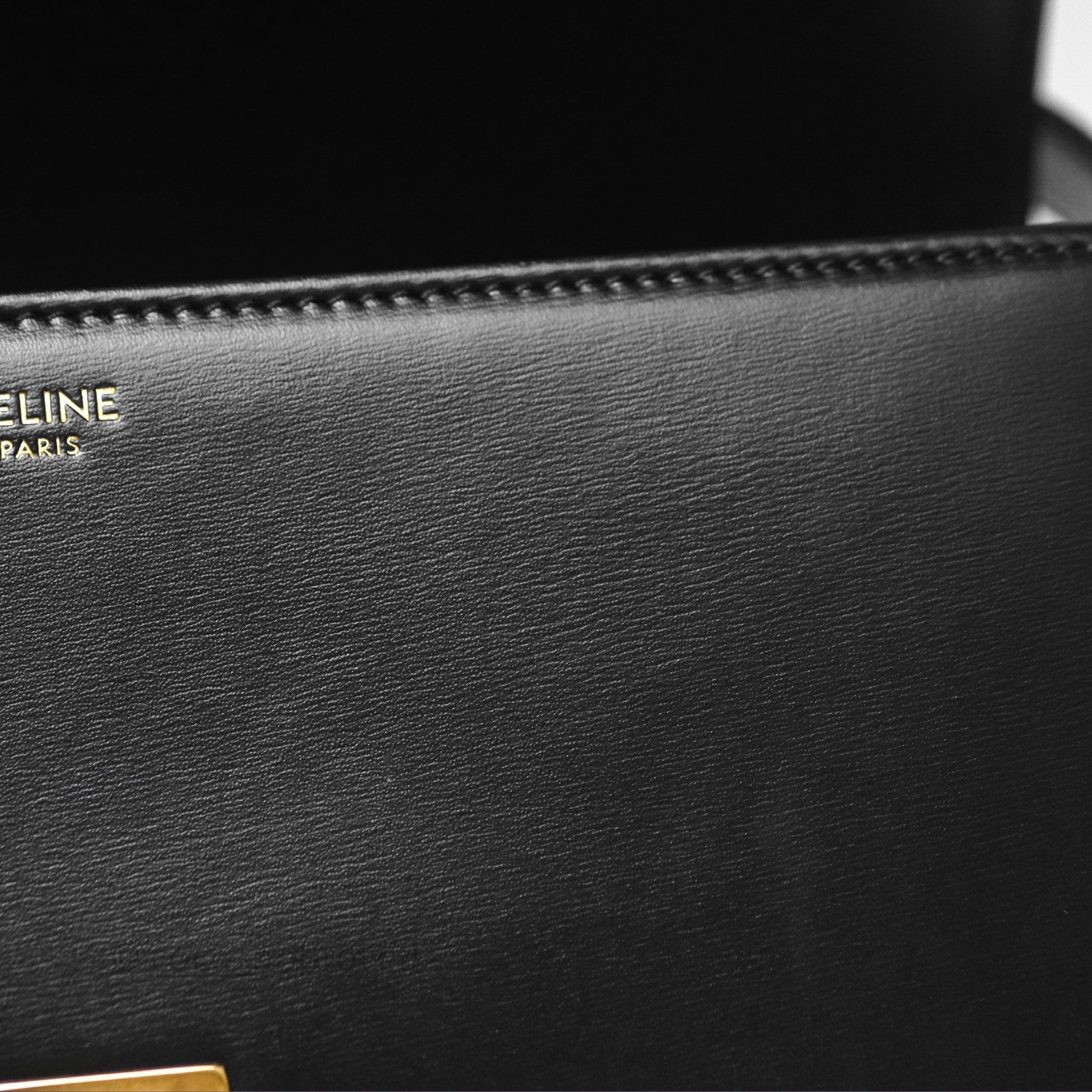 Celine Medium Triomphe Bag in Black Shiny Calfskin Leather - Luxury Designer Handbag for Women, Perfect for Work, Travel & Evening Events