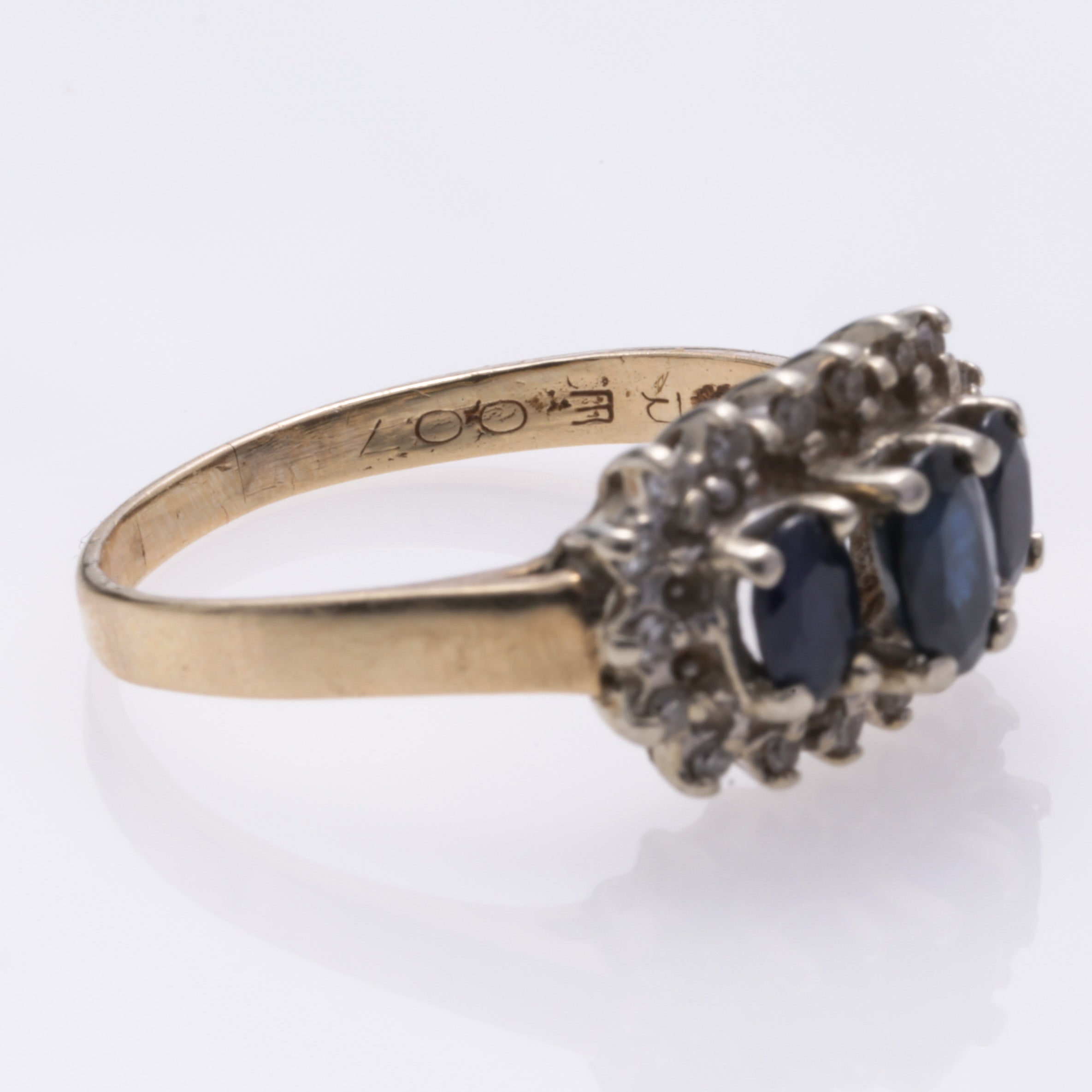 10K Yellow Gold Sapphire and Diamond Ring - 1.30ctw Sapphire & 0.162ctw Diamond - Size 9 - Elegant Jewelry for Women, Perfect for Engagement, Wedding, Anniversary & Special Occasions