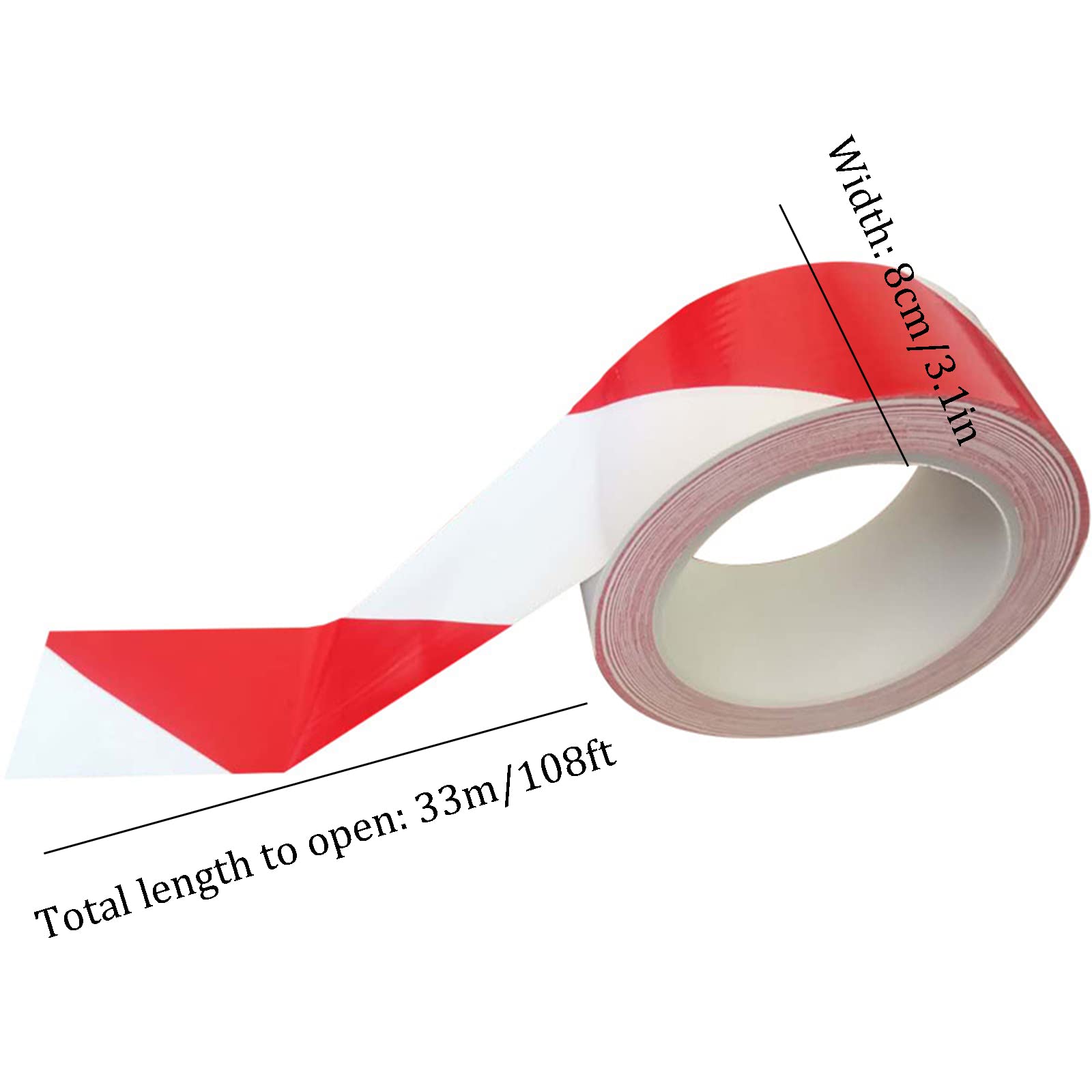 WSNDY 8cm x 33m Safety Hazard Warning Tape - Adhesive Floor Marking Barrier & Social Distancing Tape (Green/White) | Ideal for Construction Sites, Warehouses & Public Spaces