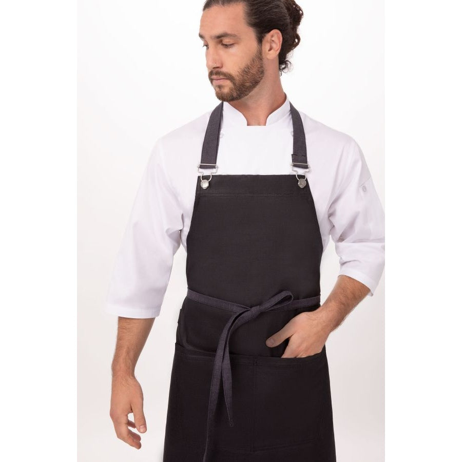 Chef Works ABWT051PUB0 Boulder Bib Apron - Purple & Black, 34 x 30 Inches - Durable Kitchen Apron for Cooking, Grilling & Baking - Perfect for Chefs, BBQ & Home Cooks