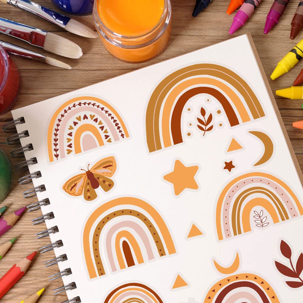 Boho Rainbow Wall Decal for Nursery & Kids Room - Butterfly & Star Removable Peel & Stick Wall Stickers - Cute Wall Decor for Baby Girl Bedroom, Playroom & Toddler Room