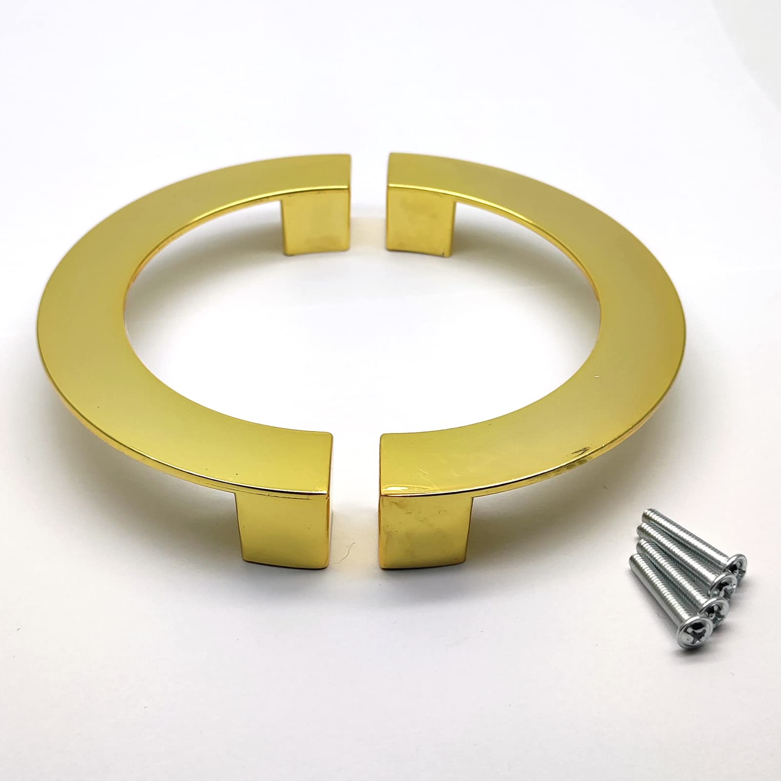 Gold Half Moon Cabinet Door Handles - 1-Pack Zinc Alloy Drawer Pulls with Screws (3.78