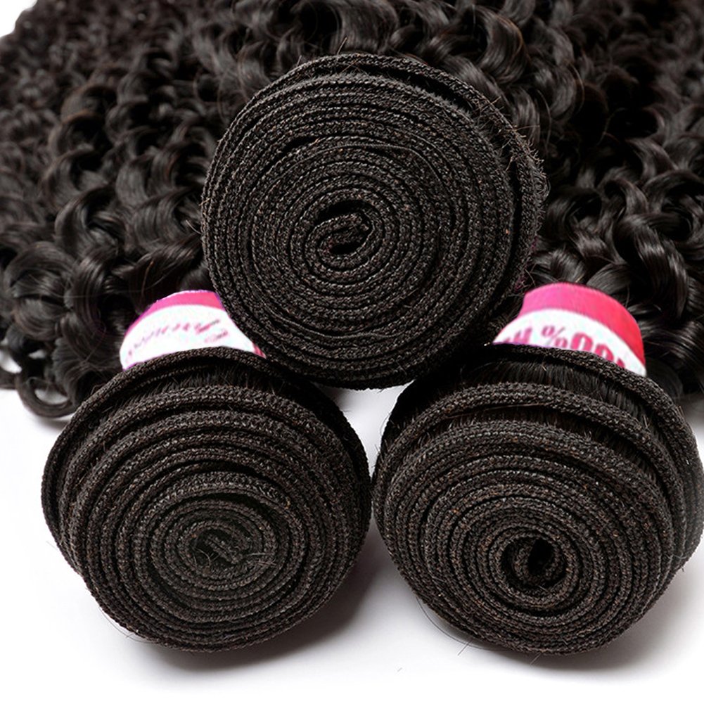 B&P Brazilian Virgin Human Hair Extensions 3 Bundles - Unprocessed Curly Weave Bundles 20 22 24 Inches Natural Black Color for Women | Perfect for Daily Styling, Parties & Special Occasions