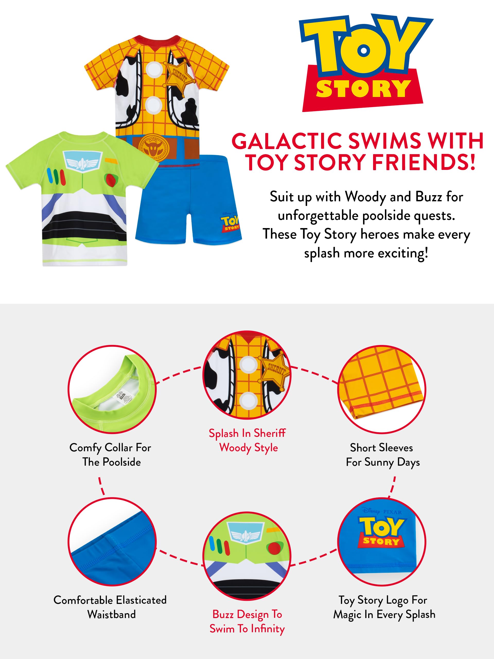 Disney Toy Story Boys' Swimwear Set - Buzz Lightyear Swim Trunks for Pool & Beach Fun