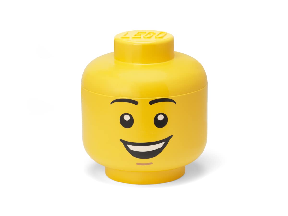 **LEGO Iconic Storage Head Large - 8.5L Stackable Toy Organizer Box for Kids, Yellow Happy Boy Design - Perfect for Playroom, Bedroom & Classroom Organization**