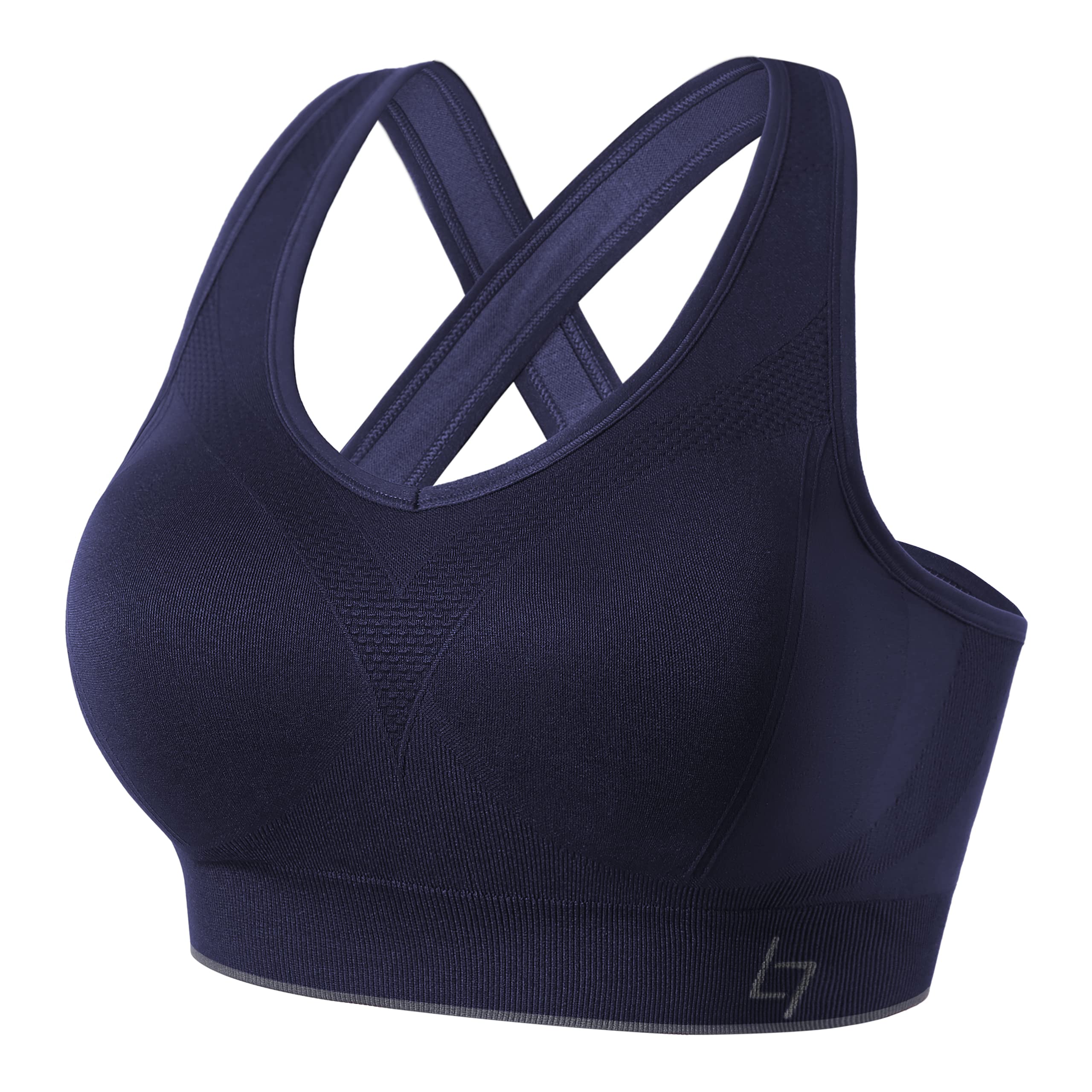 FITTIN Women's Cross Back Seamless Sports Bra - Removable Padded Workout Bra for Yoga, Gym, Running & Fitness | High Support Activewear for Training & Daily Wear