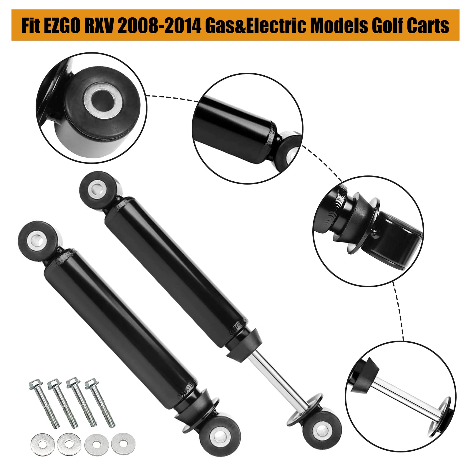 EZGO RXV Golf Cart Rear Shock Absorbers - OEM Replacement (2 Pack) - Compatible with Gas & Electric Models 2008+ (Part #603637 & 611724) - Perfect for Smooth Rides on Golf Courses & Neighborhood Streets