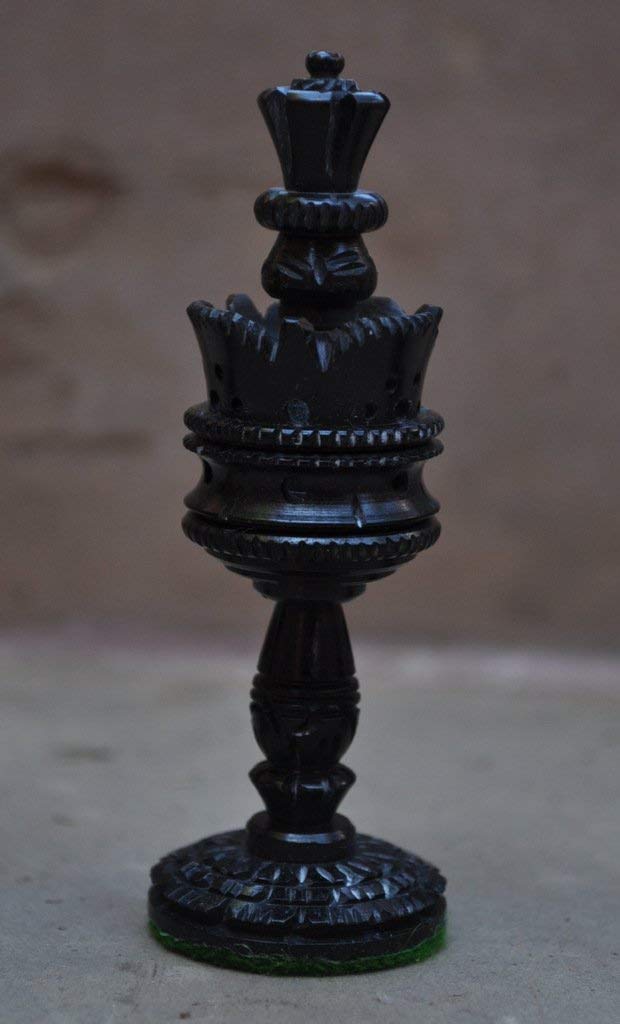 Hand Carved Buffalo Bone Lotus Chess Set - Black & White Chess Pieces for Classic & Decorative Game Play