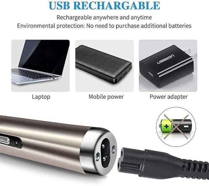 USB Rechargeable Electric Nose Hair Trimmer for Men & Women - Dual-Edge Stainless Steel Blades, Waterproof Design for Nose, Ear, Eyebrow & Beard Grooming | Perfect for Travel, Home & Professional Use