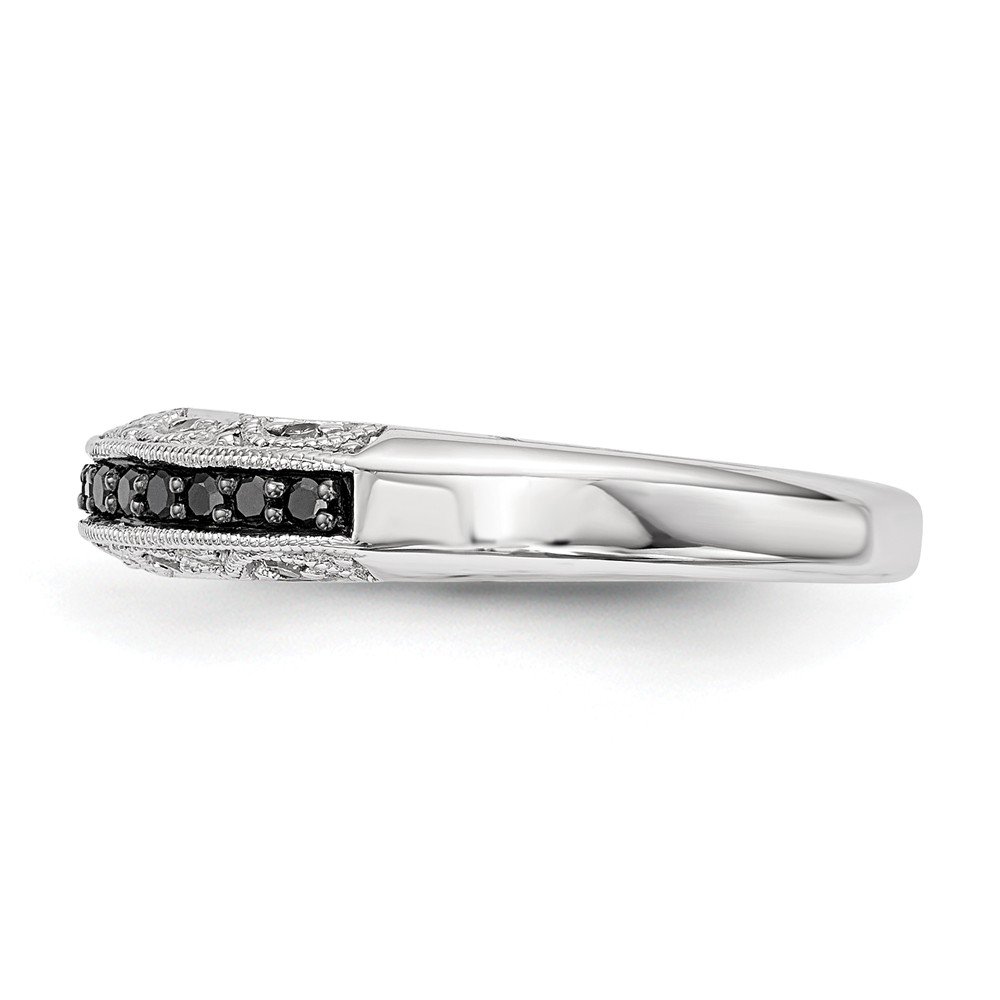 Diamond2Deal 925 Sterling Silver Black & White Diamond Ring (0.3ct) - Elegant Wedding Band, Anniversary Gift, or Everyday Luxury Jewelry for Women