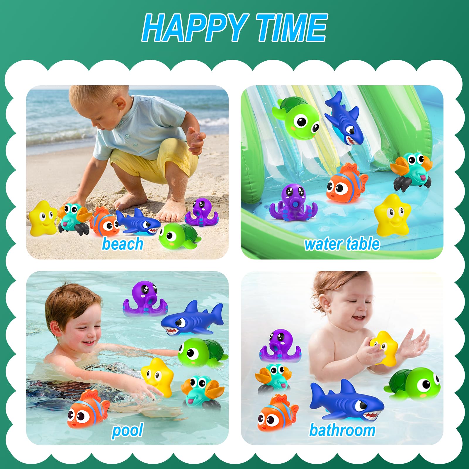 Mold-Free Baby Bath Toys for Toddlers 1-3 Years | No Hole Bath Toys for Infants 6-12 Months | Safe Bathtub & Pool Water Toys for Boys & Girls 1-4 Years Old | Perfect for Bath Time, Shower Play & Swimming Fun