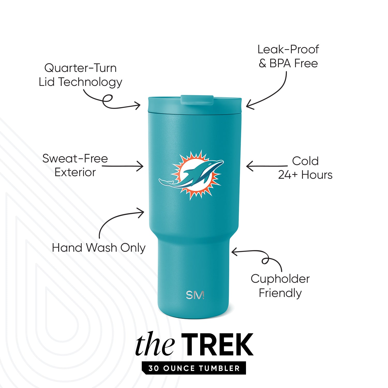NFL Trek Tumbler 20oz Insulated Stainless Steel Water Bottle with Lid - Leakproof Travel Mug for Coffee & Tea - Perfect for Football Games, Camping & Outdoor Activities