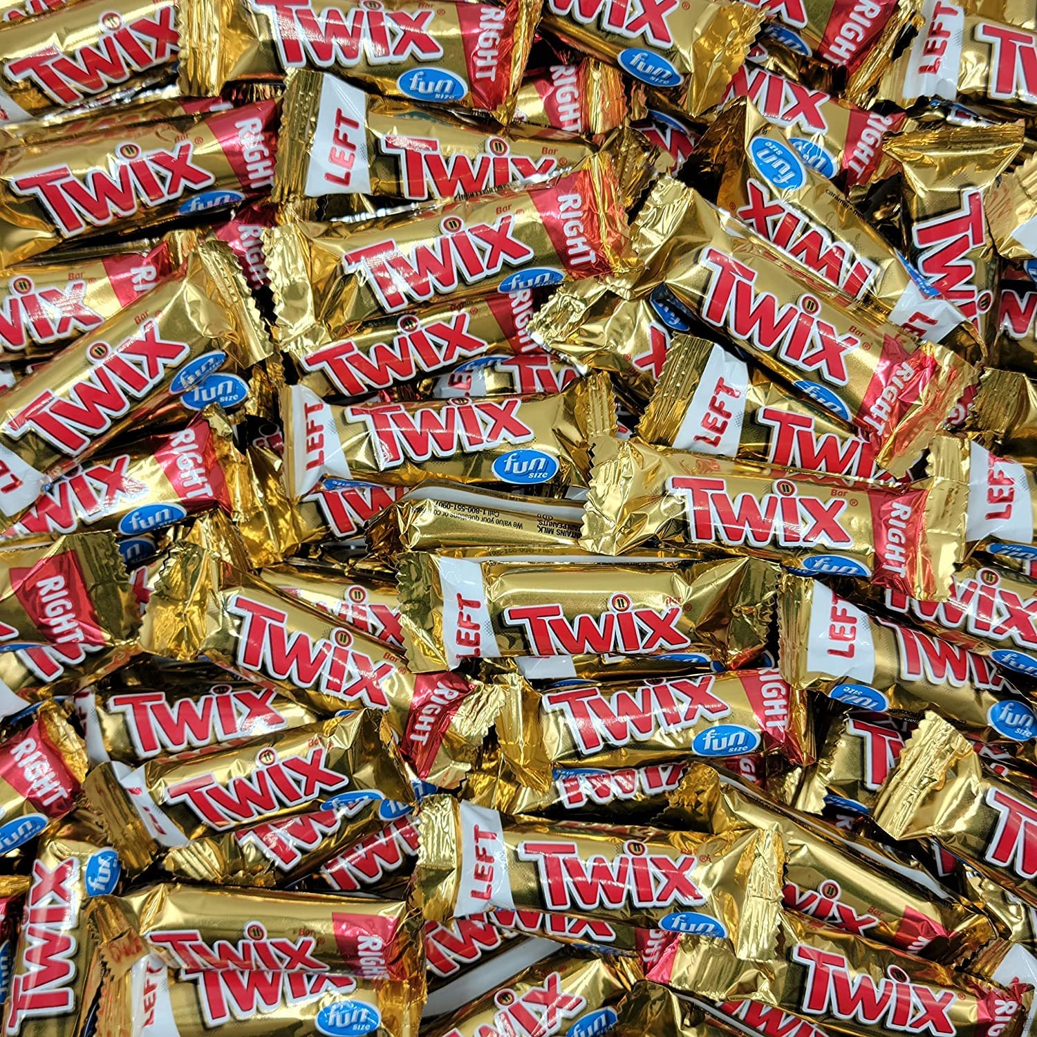 Twix Left & Right Caramel Milk Chocolate Fun Size Candy Bars - Individually Wrapped Bulk Snack Pack (4 lb) - Perfect for Halloween, Party Favors, Office Treats & Road Trips
