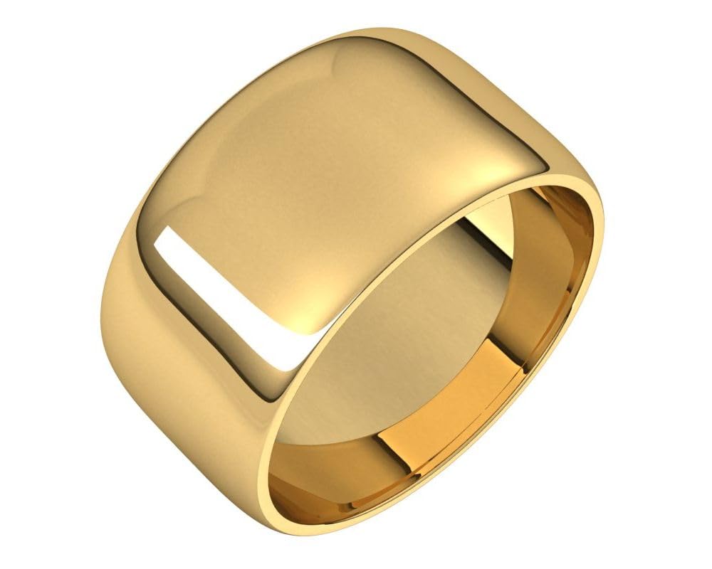 14K Yellow Gold 10mm Half Round Wedding Band for Women - Perfect for Bridal & Anniversary Gifts