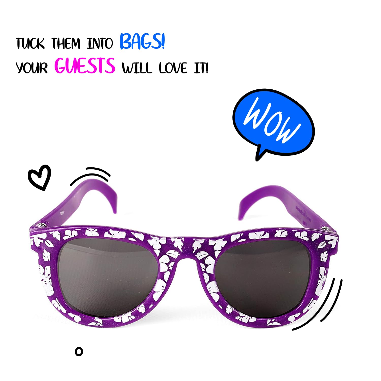 Neliblu Kids Hibiscus Sunglasses - Stylish UV Protection Sunglasses for Beach, Pool Party, Carnival & Luau - Bulk Set of 25 - Perfect for Party Favors, Treat Bags & Summer Events