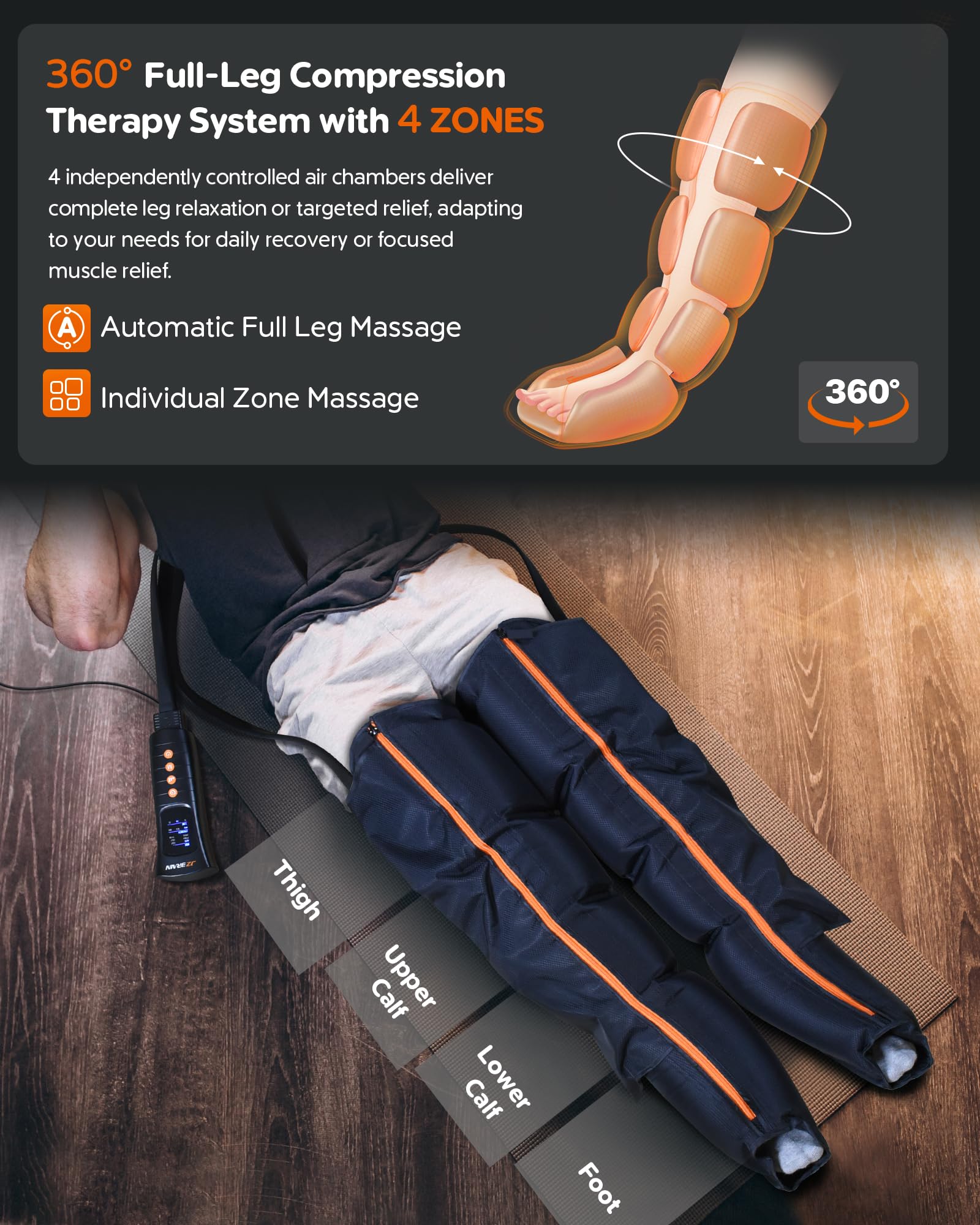 Professional Sequential Air Compression Recovery Boots for Athletes - FSA/HSA Eligible Full Leg Massage System with Adjustable Intensity - Ideal for Post-Workout Recovery & Muscle Relaxation - Perfect Gift for Men & Women - Use After Training, Marathon, Gym Workouts or Physical Therapy