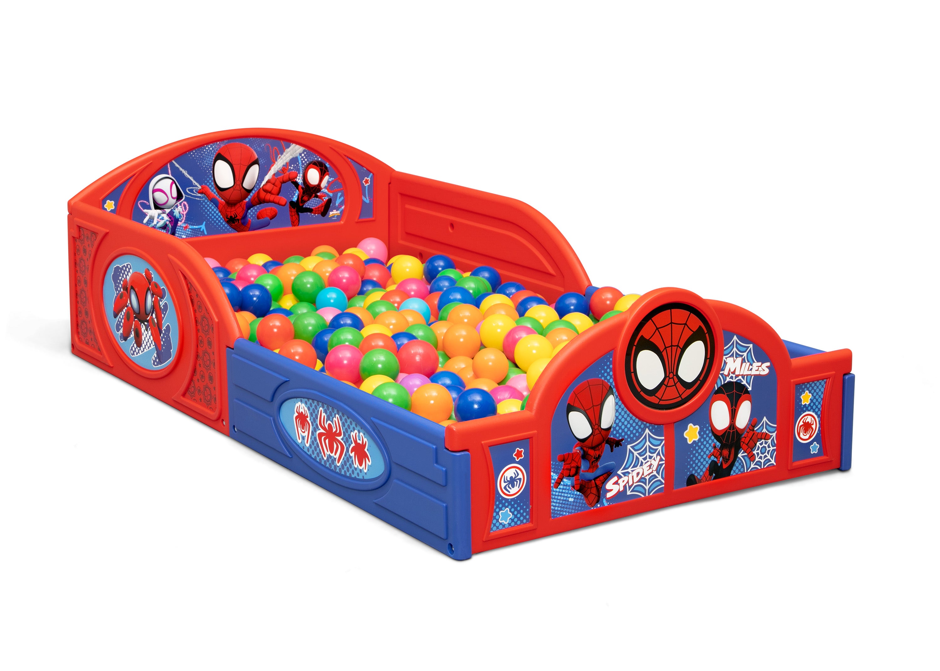 Marvel Spidey and His Amazing Friends 4-Piece Toddler Bedroom Set - Includes Toddler Bed, Play Table, Chair & Toy Storage Box | Complete Kids Room Decor for Superhero Fans | Perfect for Bedrooms, Playrooms & Daycare Centers