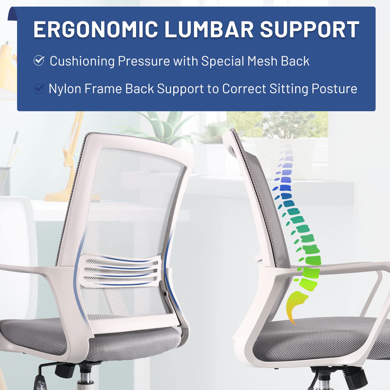 Ergonomic Drafting Chair - Adjustable Height Office Chair with Mesh Back, Armrests & Foot Ring - Tall Computer Task Chair for Standing Desks & Bar Counters - Perfect for Artists, Designers & Home Office Workspaces