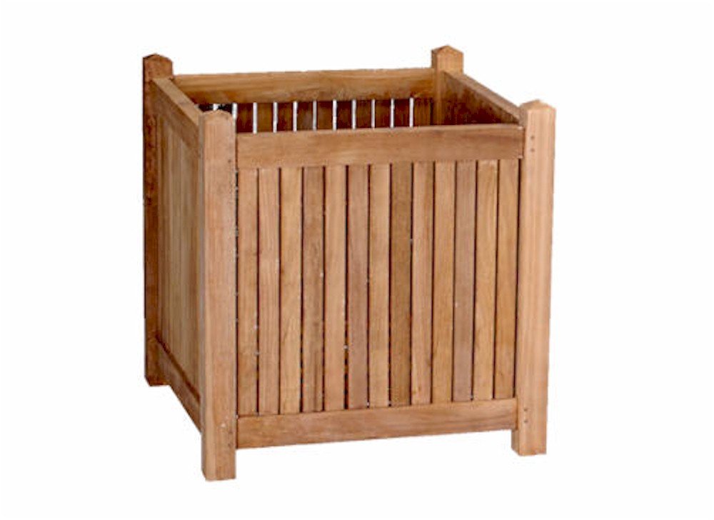 Anderson Teak Planter Box 22 Inch - Outdoor Garden Decor for Patio, Balcony & Backyard - Durable Wooden Flower Pot for Plants & Herbs