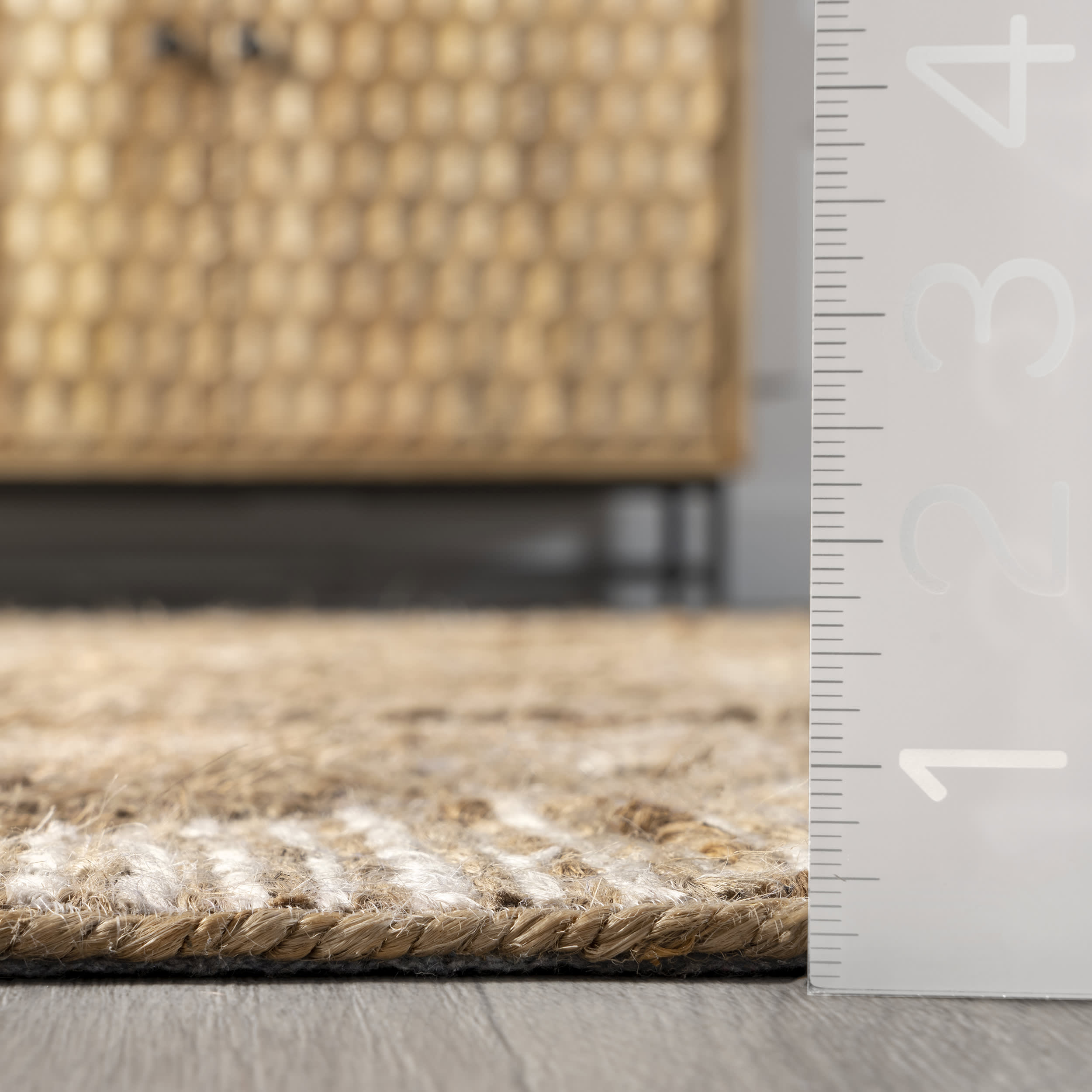 Azzura Jute Geometric Shapes Rug - Natural Handwoven Eco-Friendly Floor Mat for Living Room, Bedroom, Nursery & Home Decor