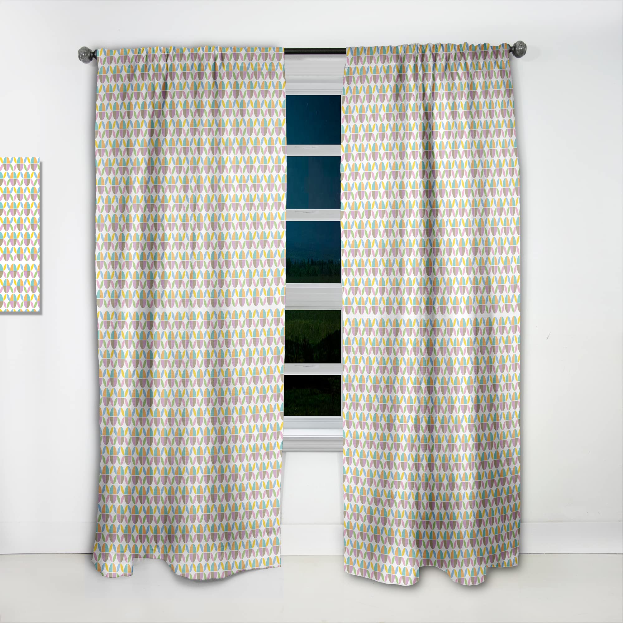 DesignQ Retro Geometric Blackout Curtains - Thermal Insulated Single Panel (52x84 inches) for Bedroom & Living Room - Modern Window Drapes for Home Decor & Light Blocking