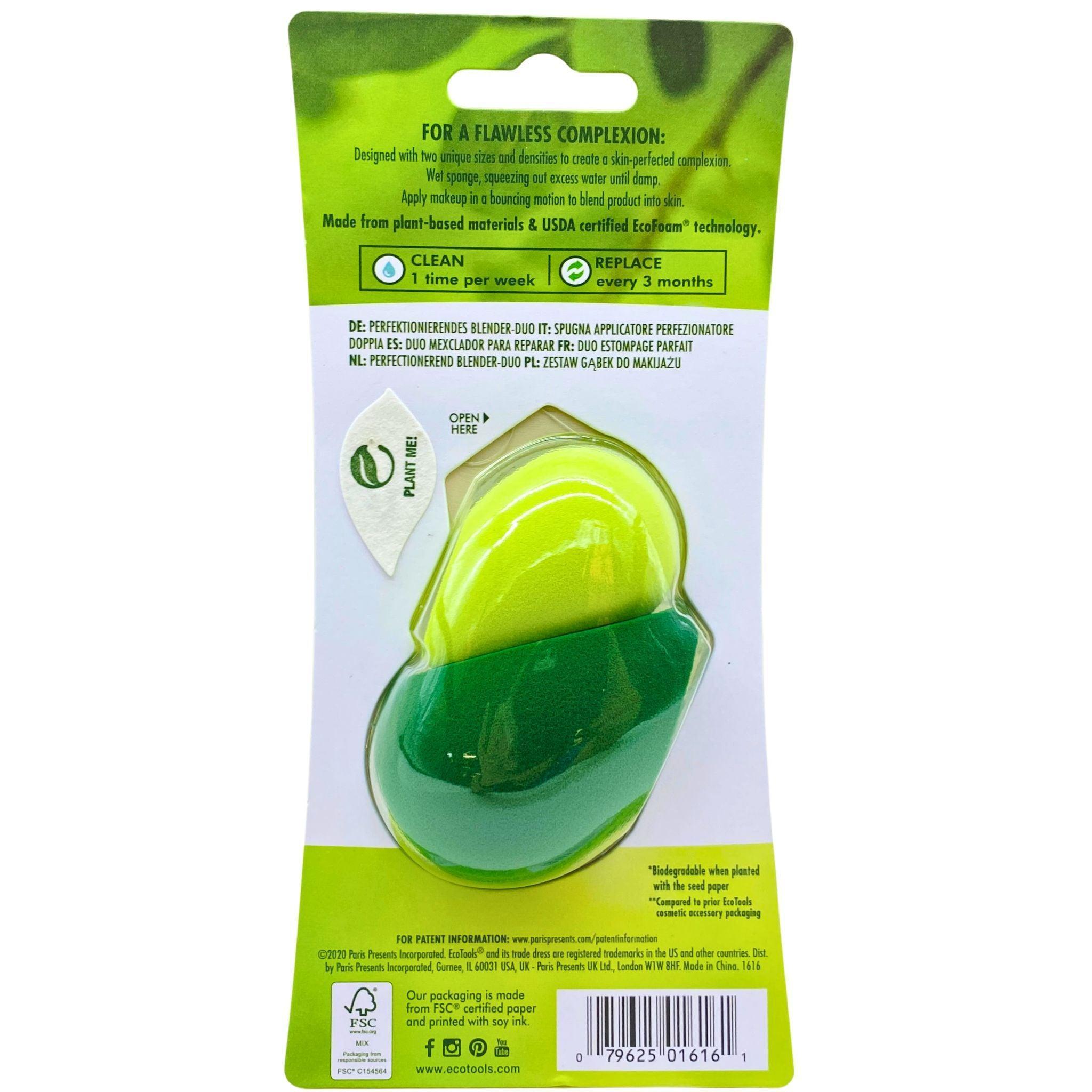 Ecotools Clean Beauty & Clean Planet Perfecting Blender Duo - 65 Pcs Plant-Based Makeup Sponges for Liquid & Cream Foundation - Ideal for Flawless Makeup Application at Home or On-The-Go