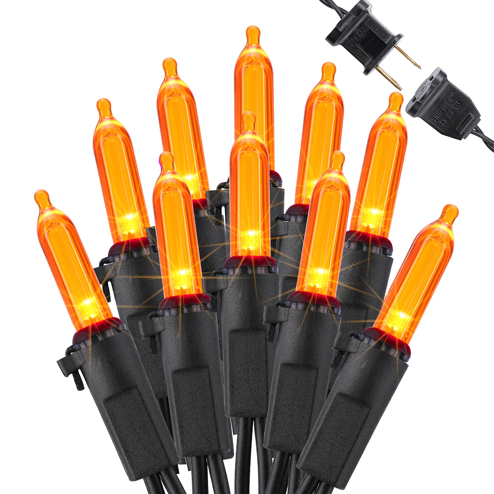 Brizled Orange Halloween String Lights - 33ft 100 LED Connectable Mini Lights with Black Wire, UL Certified 120V for Indoor & Outdoor Decor - Perfect for Halloween Parties, Christmas Trees, and Year-Round Home Decoration