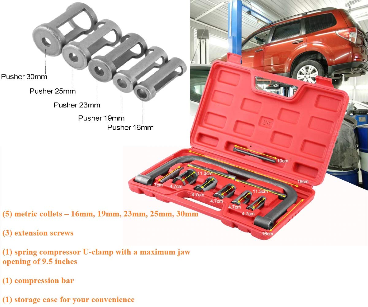 Valve Spring Compressor Tool Kit - 10-Piece Automotive C-Clamp Compression Set for ATV, Car, Motorcycle & Small Engine Repair | Valve Removal & Installation Tool for DIY Mechanics & Professional Garage Use