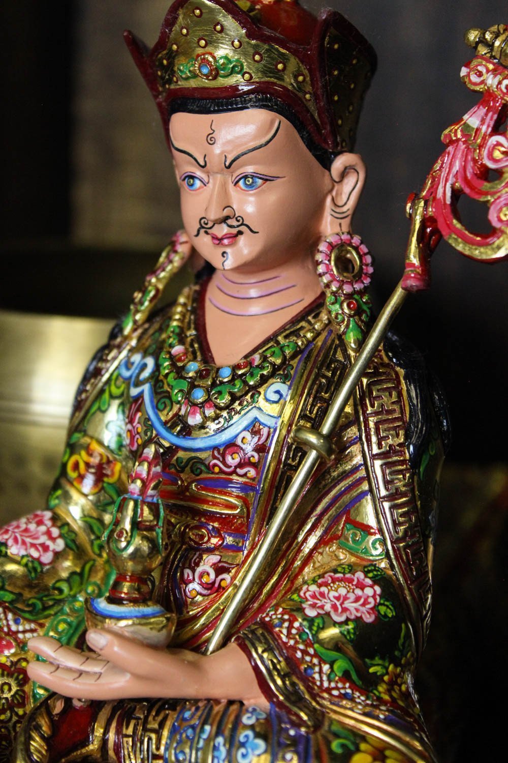 Hand Painted 9 Inch Padmasambhava Statue - Tibetan Buddhist Meditation Decor for Home Altar & Spiritual Practice
