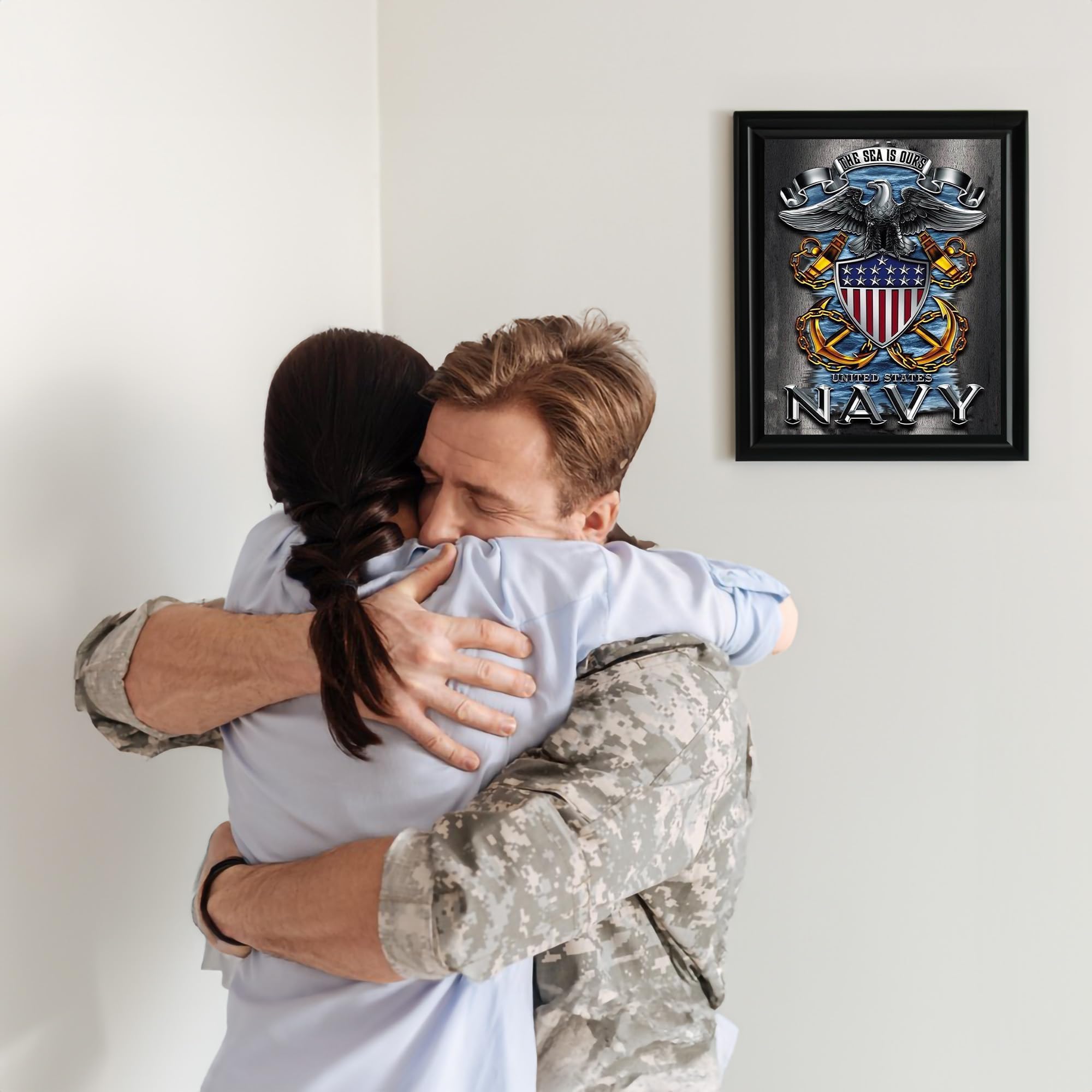U.S. Navy Eagle Emblem Military Wall Art - Patriotic Naval Decor with Anchors Print, Unframed 8x10 - Perfect for Home, Bedroom, Living Room & Office Wall Decor | Navy-Themed Gift for Veterans Day & Military Appreciation