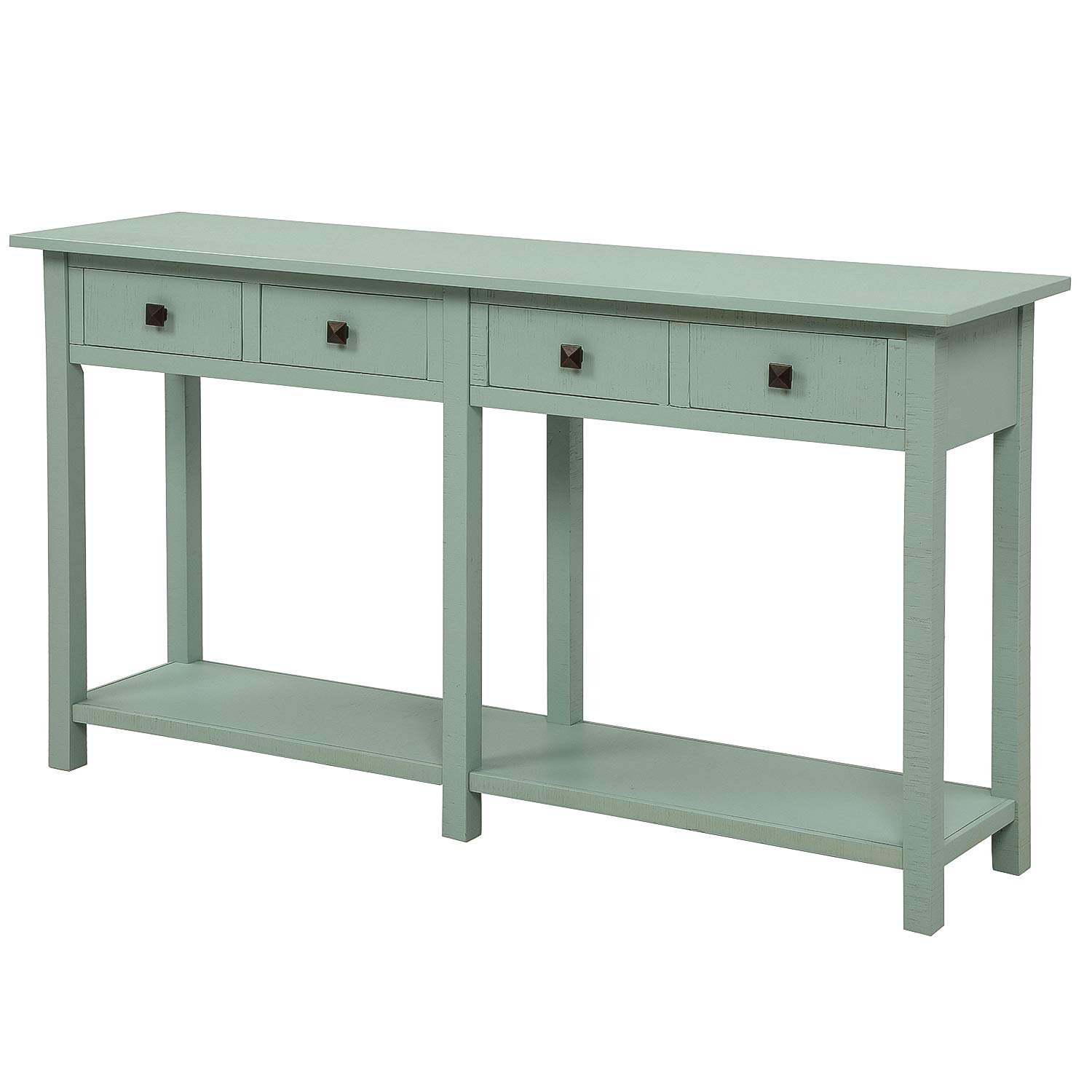Rustic Console Table with Drawer and Bottom Shelf - Brushed Texture Sofa Table for Living Room, Entryway, Dining Room - Perfect for Home Decor & Small Space Organization (Espresso Finish)