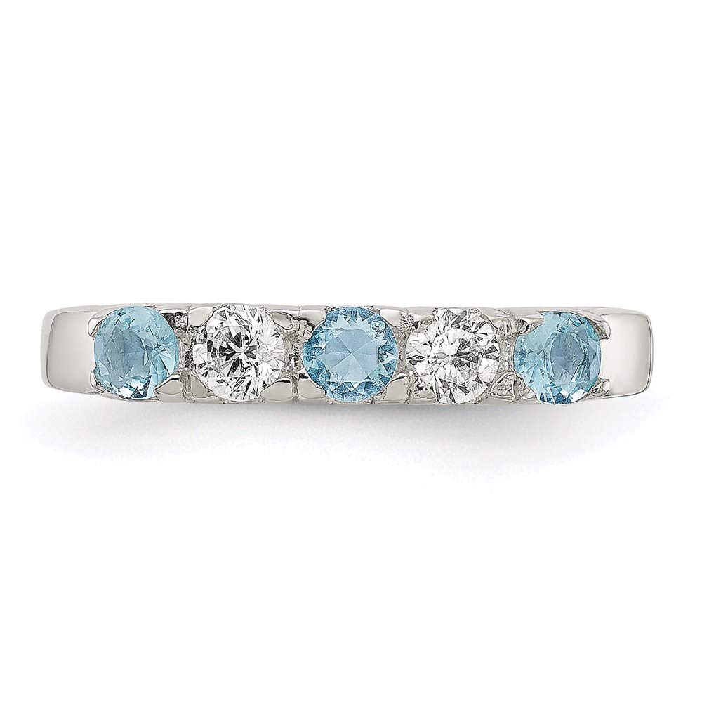 925 Sterling Silver CZ Ring for Women - Light Blue & White Jewelry Gift for Her - Perfect for Anniversaries & Special Occasions