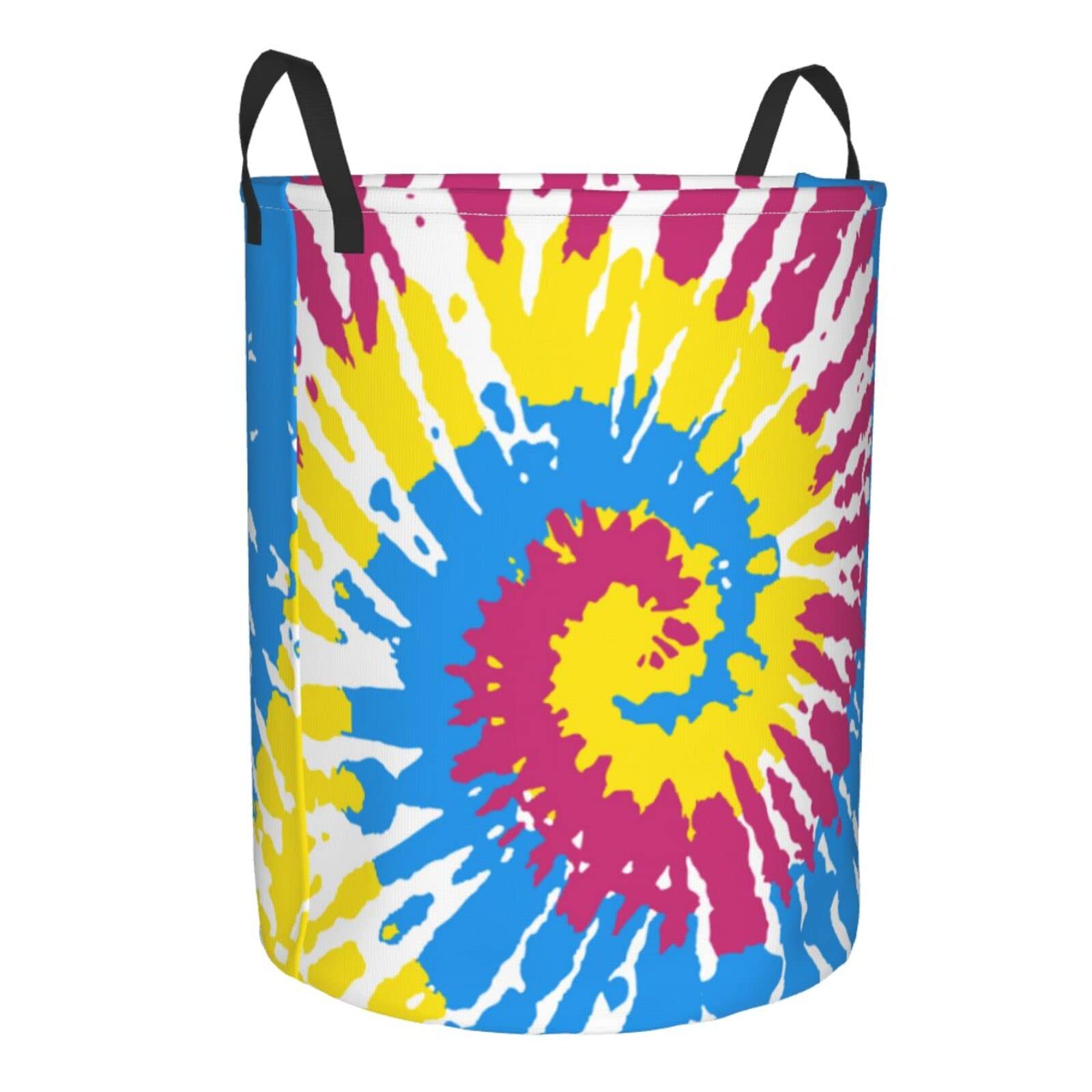 Stylish Collapsible Tie-Dye Laundry Basket with Handles - Waterproof Fabric Hamper for Clothes, Toys & Storage - Perfect for Bedroom, Bathroom & Laundry Room Organization