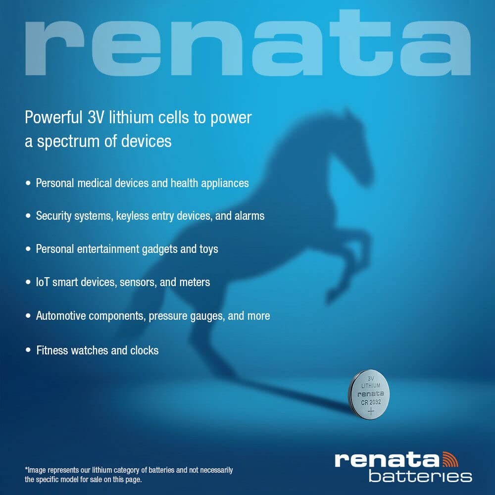 Renata CR2430 3V Lithium Coin Cell Batteries (20-Pack) - Long-Lasting Power for Watches, Calculators, Key Fobs & Medical Devices